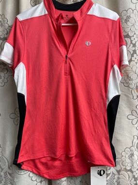 Pearl Izumi Coral Pink Short Sleeve Cycling Jersey with White & Black Panels XLG